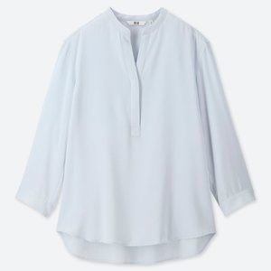 UNIQLO stand collar 3/4 sleeve blouse